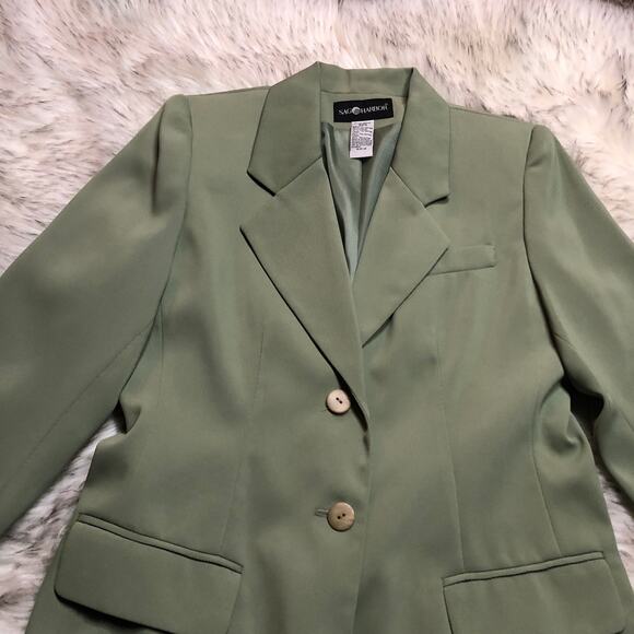 Vintage Deadstock 90s Sag Harbor NWT Pistachio Green Seasonless Twill Blazer - Picture 3 of 16